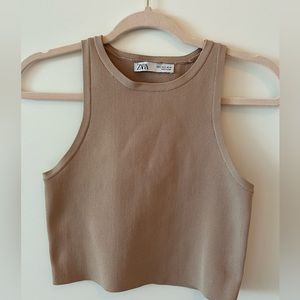Zara Rose Taupe Color Crop Top S